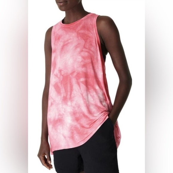 Sweaty Betty Tops - Sweaty Betty Easy Peazy Tank White Placement Tie Dye Bamboo Viscose Size M Pink